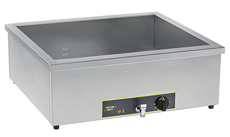 Photo d'un bain marie double professionnel encastrable avec vidange : 2x 1/1 BM21