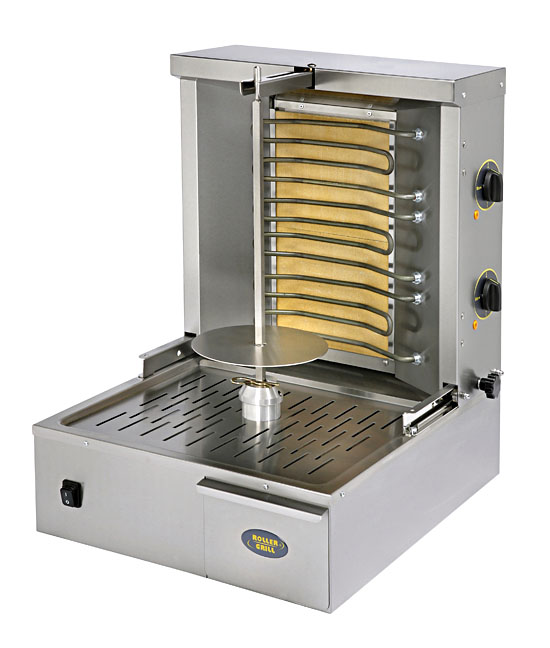 Photo d'une machine à kebab professionnelle électrique et grill viande vertical