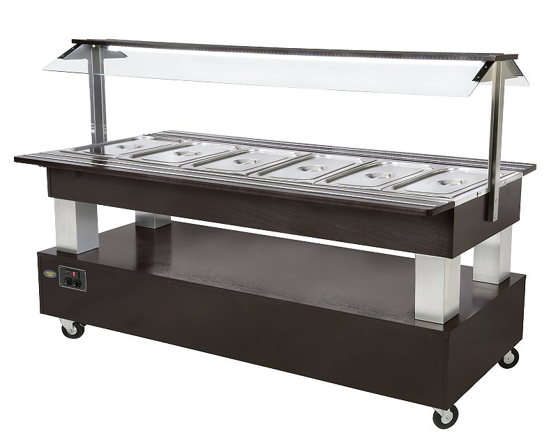 Photo d'un meuble buffet chaud pour restaurant, capacité 6 bacs GN 1/1 - SB 60 C