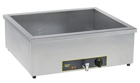 Photo d'un bain marie double professionnel encastrable avec vidange : 2x 1/1 BM21