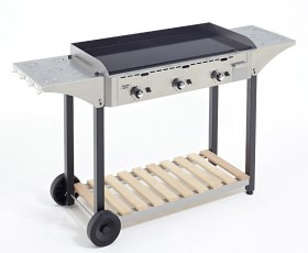 Photo d'un chariot inox pour plancha Roller Grill 3 feux