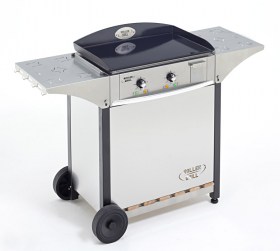 Photo d'un chariot pour plancha 600 mm en inox et bois