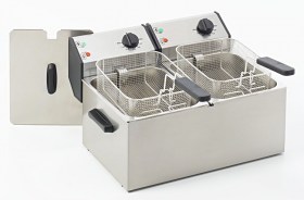 Photo d'une friteuse électrique professionnelle double bacs 2x8 litres