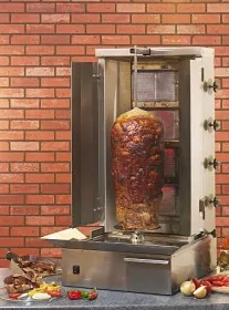 Machine à kebab au gaz 3 feux, broche kebab professionnelle gaz