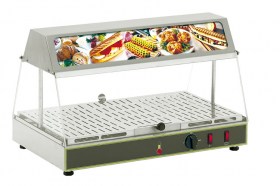 Photo d'une mini-vitrine chauffante professionnelle de comptoir GN 1/1 Roller Grill