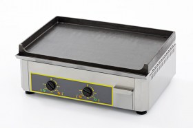 Photo d'une plancha électrique en fonte : plancha pro avec 2 zones de cuisson