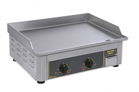 Photo d'une plancha électrique inox professionnelle avec 2 zones de cuisson