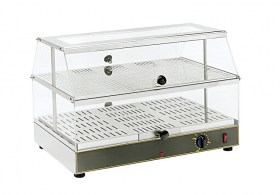 Photo d'une vitrine chauffante professionnelle de comptoir GN 2/1 Roller Grill