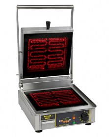 Photo d'un Vitro Speed Grill: grill vitrocéramique, toaster panini professionnel allumé