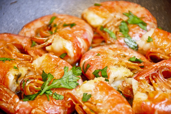 shrimp griddle plate cooking