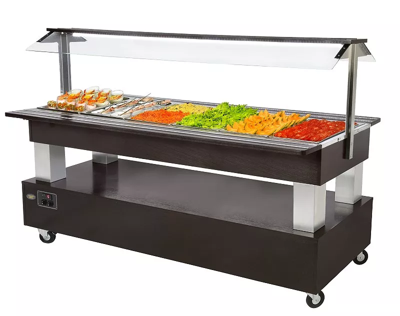 Salad'bar buffets : Cold buffet bar with 2 open sides - 6/1 GN capacity